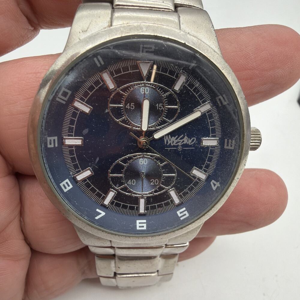 MOSSIMO MENS VINTAGE Blue STAINLESS STEEL WATCH Y2K Read
